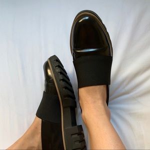 Alisha Italian Black Leather Platform Loafers